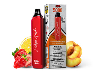 Buy poppin-strawberry-peach IVG &quot;I Vape Great&quot; 5000 puff disposable e cigarette - 8 Flavors