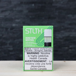 STLTH honey dew menthol flavor e cigarette pod at Twisted Sisters Vape Shop contains nicotine which is highly addictive