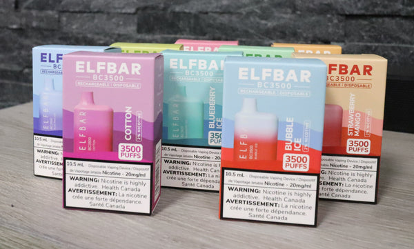 ELFBAR old packaging used to be 3500 puffs e cigarette disposable vape and now has 5000 puffs sold at vape store near me Twisted Sisters Vape Shop