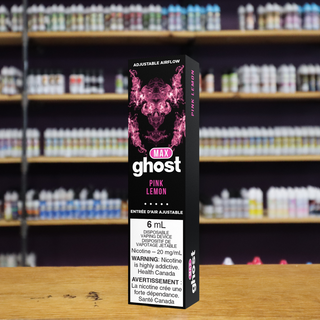 ghost max e cigarette disposable pre filled vape pink lemon flavor in packaging at vape store near you twisted sisters